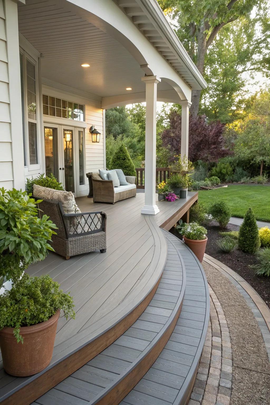 Enhance your porch's natural appeal with curved designs.