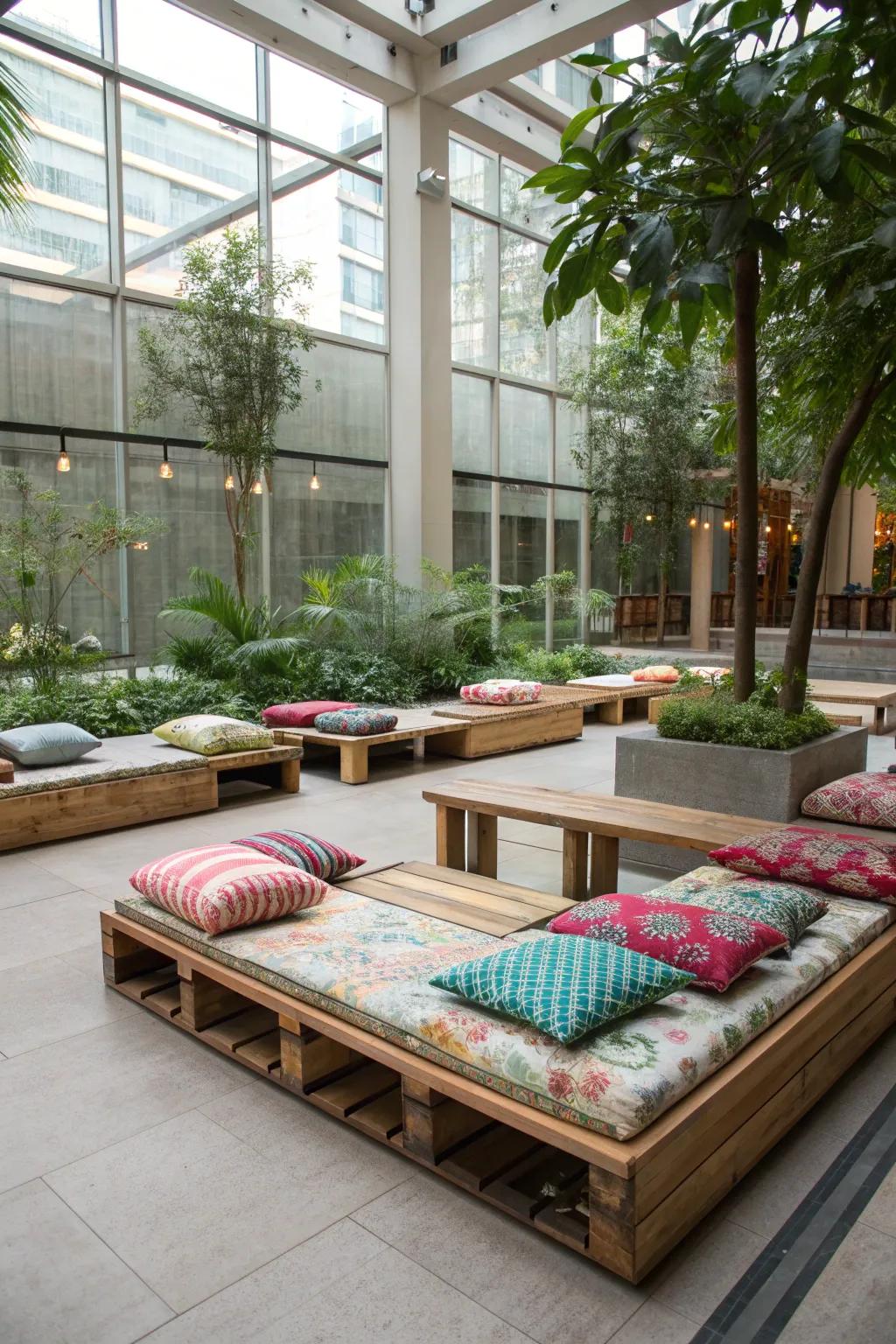 Bright cushions add a splash of color and comfort to your seating area.