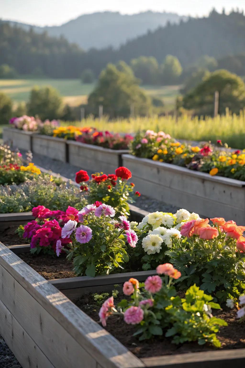 Raised beds add structure and ease to gardening.