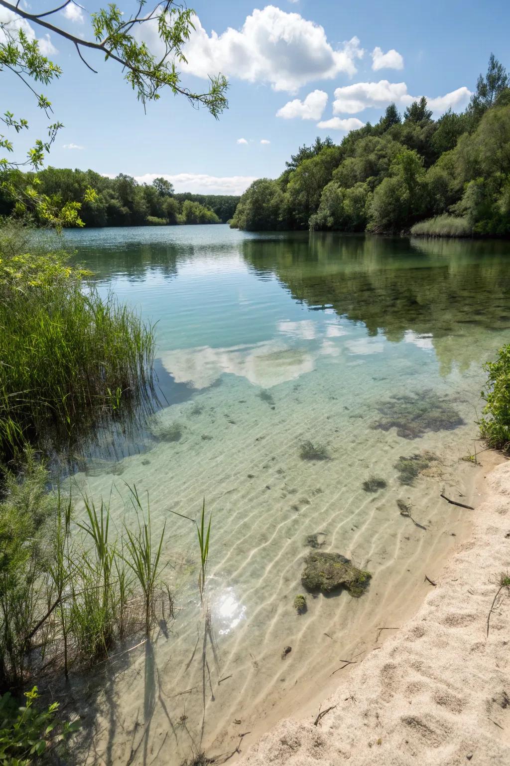 A swimming area in your pond invites refreshing dips during summer.