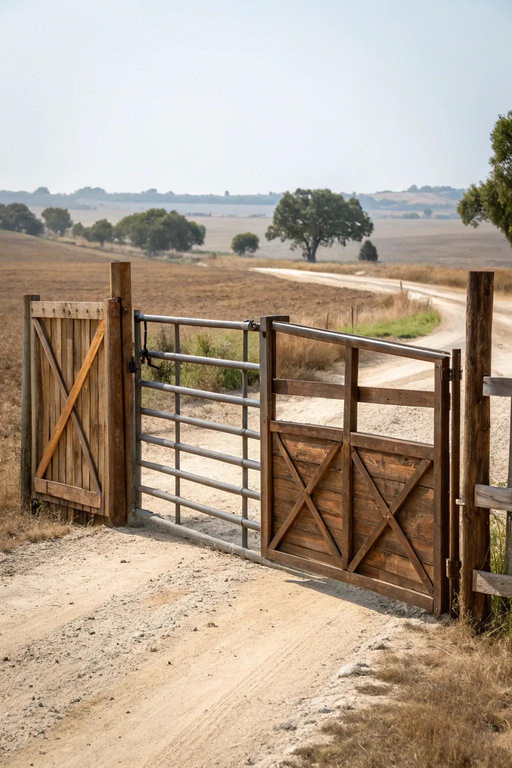 Open bars mixed with solid panels for visibility and protection.