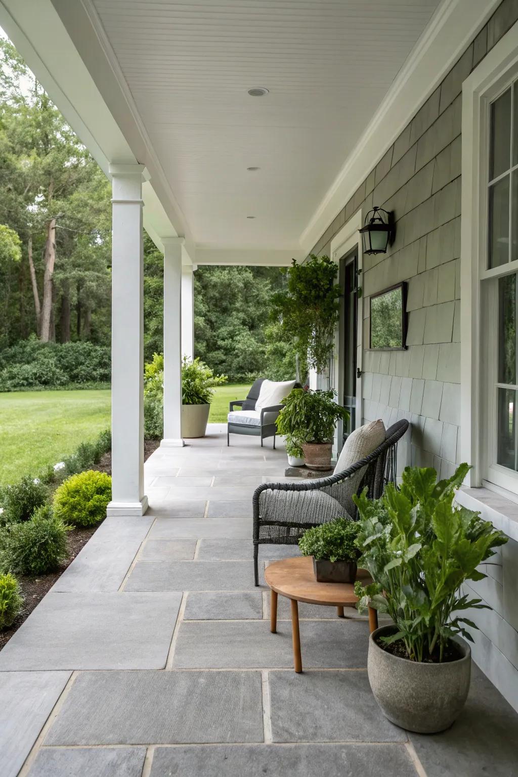 Cement-look tiles offer a modern industrial vibe.