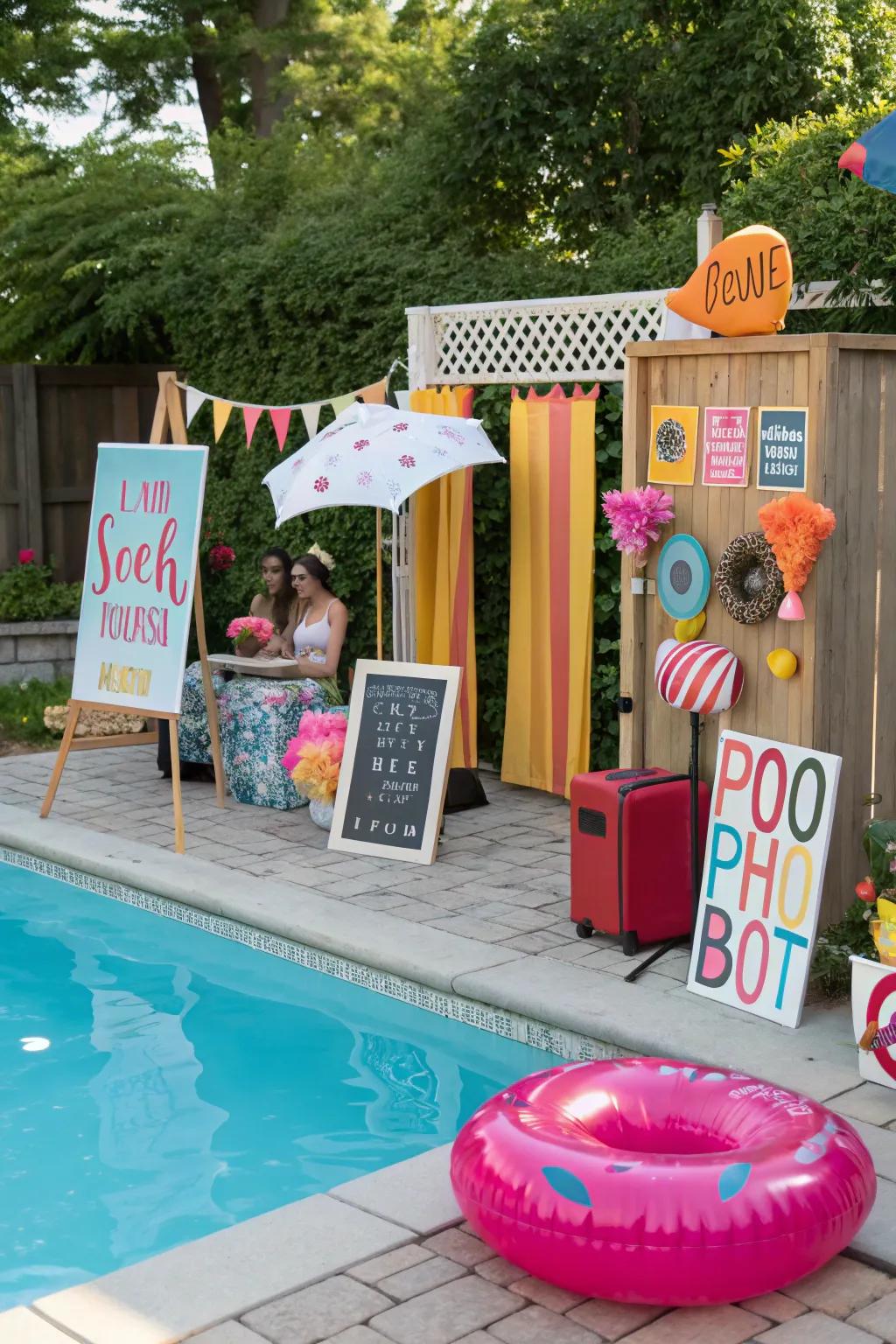 Engage your guests with interactive fun like a poolside photo booth.