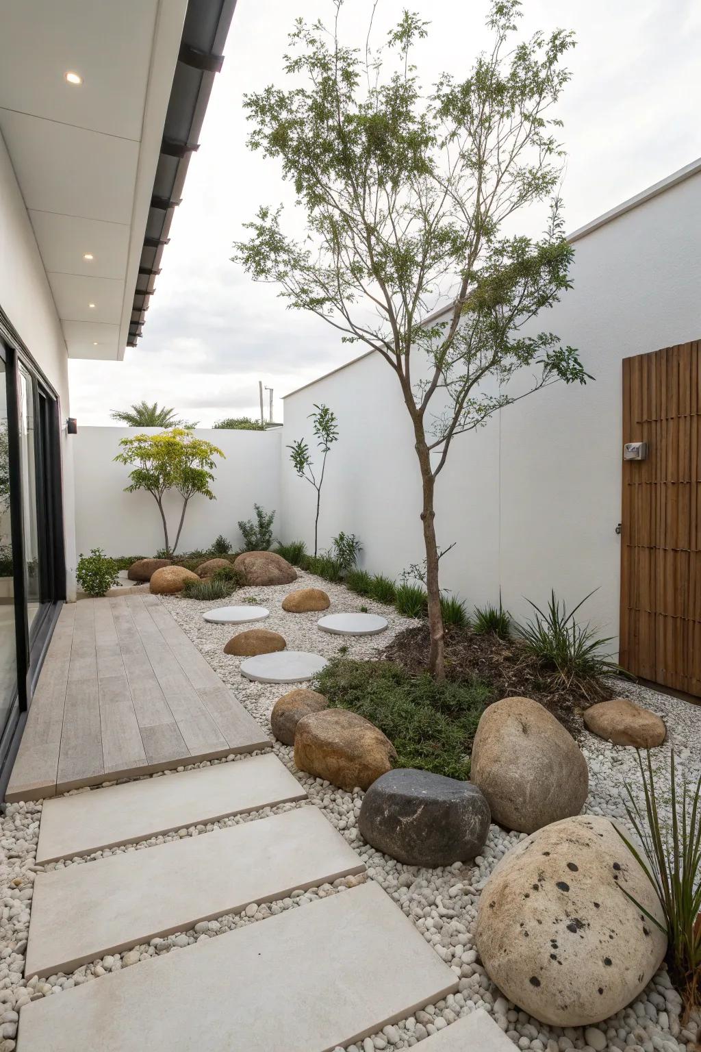 Minimalist backyard design showcasing simple natural beauty.