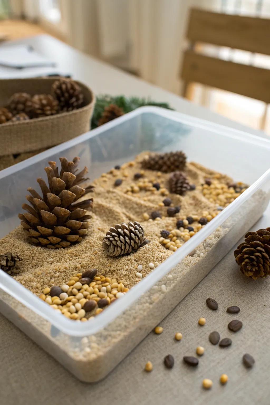 A sensory bin offering a world of tactile exploration for curious hands.