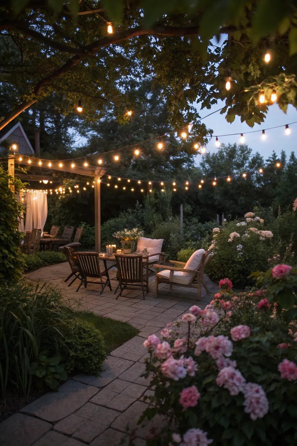 String lights instantly enhance the ambiance and charm of any evening gathering.