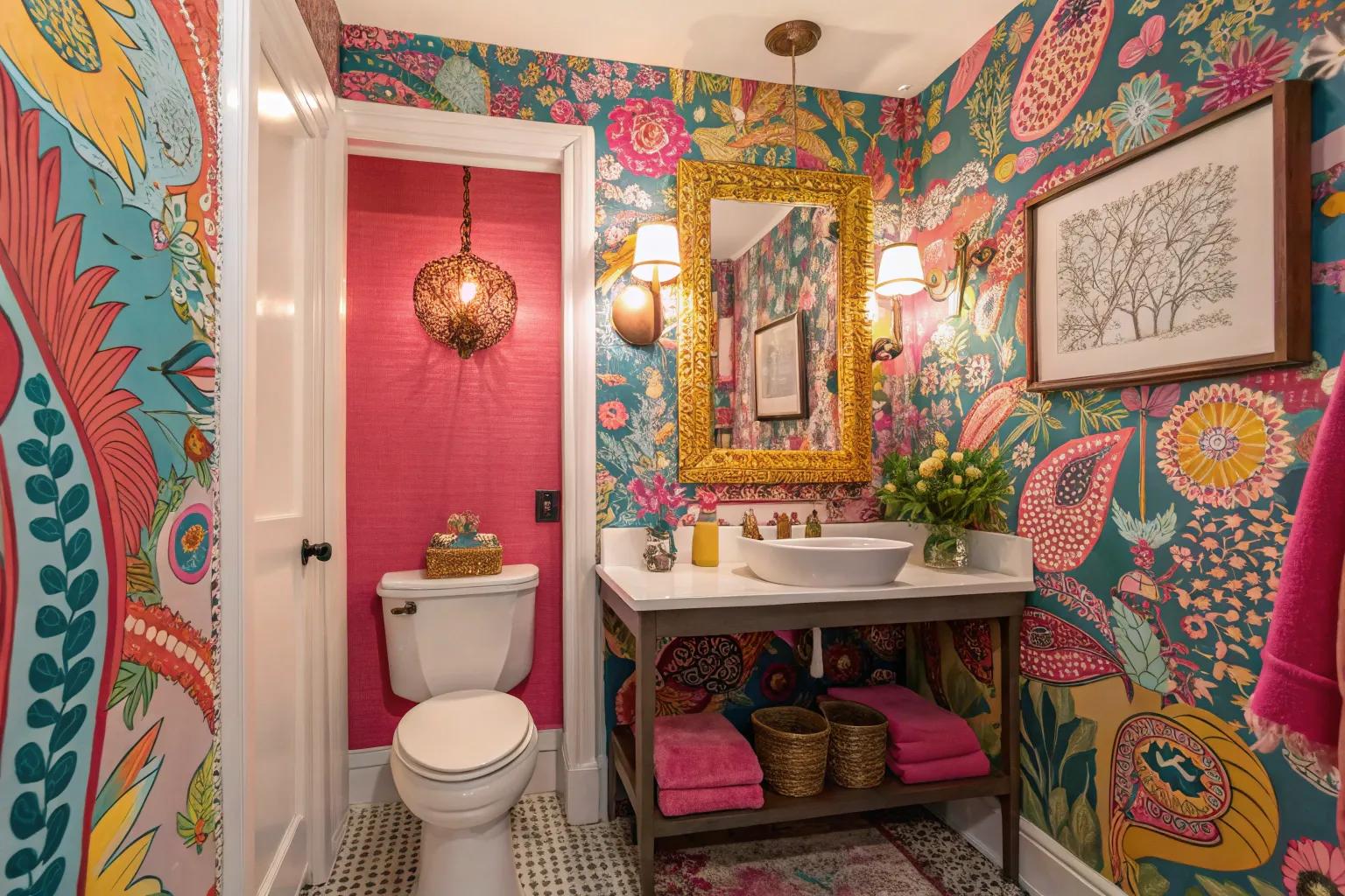 Vibrant powder room design ideas