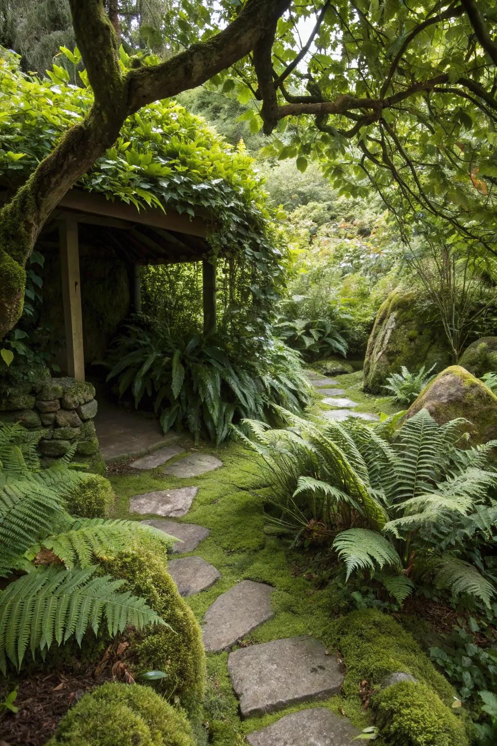 A cozy fern haven creates a private retreat in your garden.