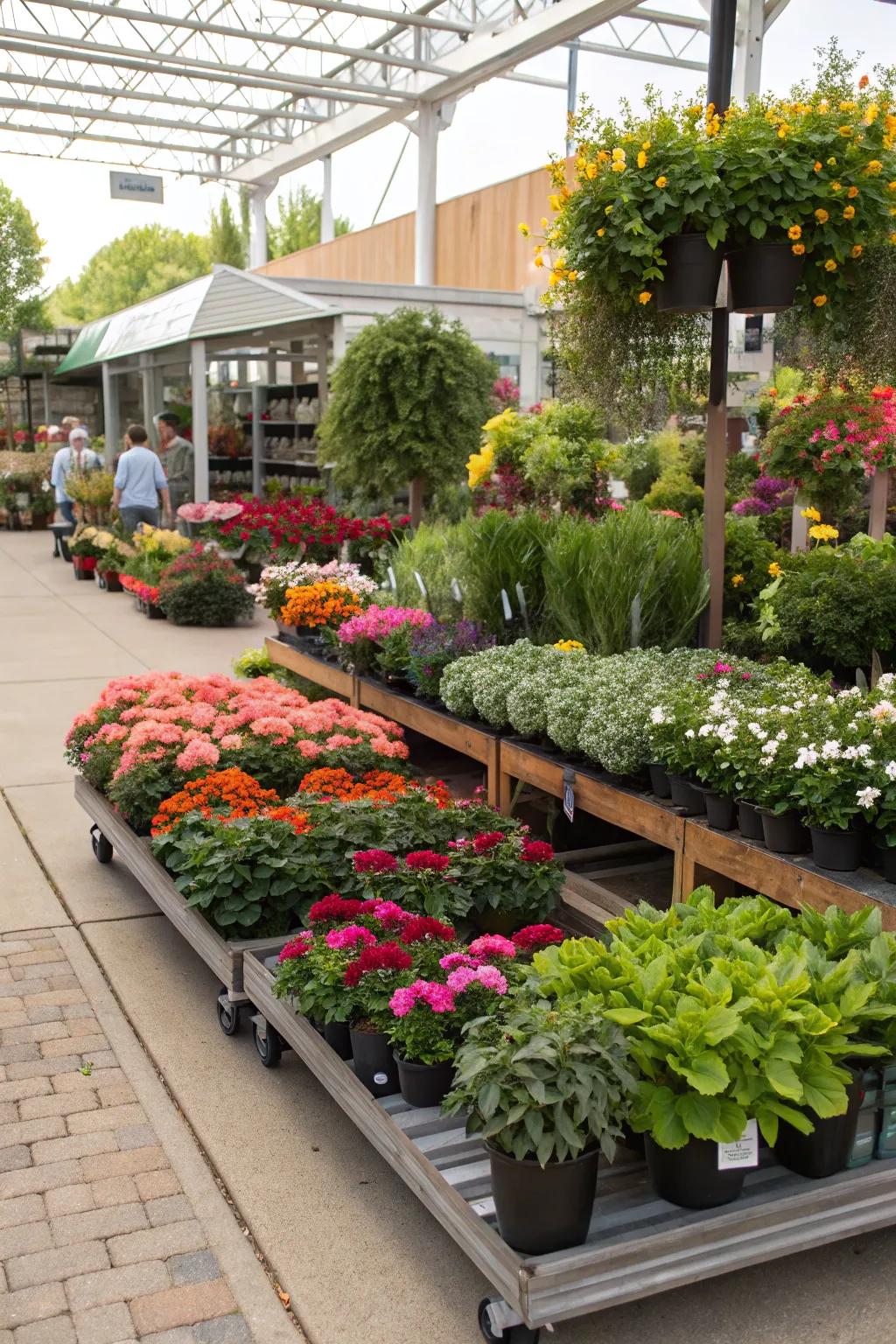 Harmonious arrangement of assorted plant varieties.