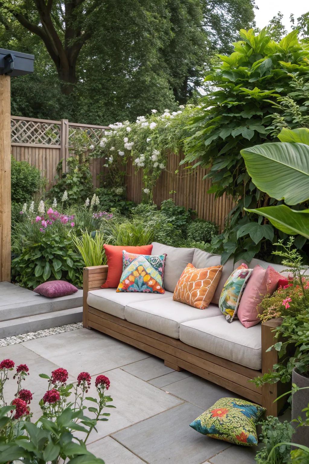 An inviting intimate seating area in a garden ideal for relaxation.