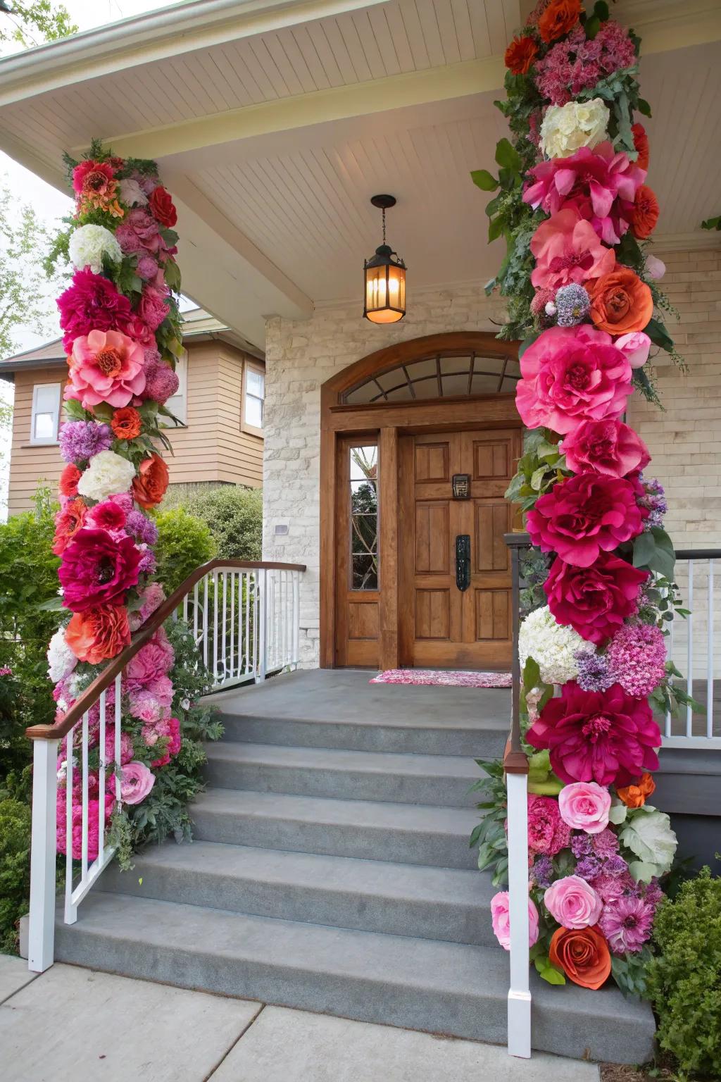 Faux flower towers make a bold statement.