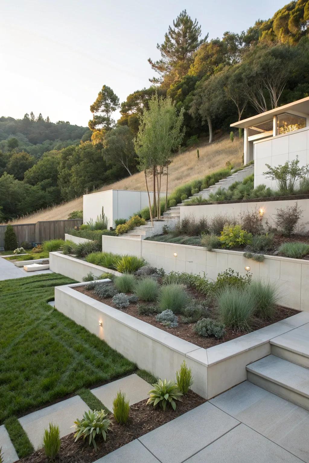 A minimalist design offers sleek elegance to a hillside.
