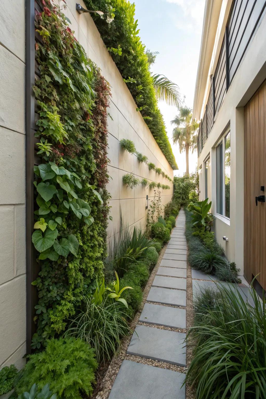 Transform your walls into a living vertical garden for a lush effect.