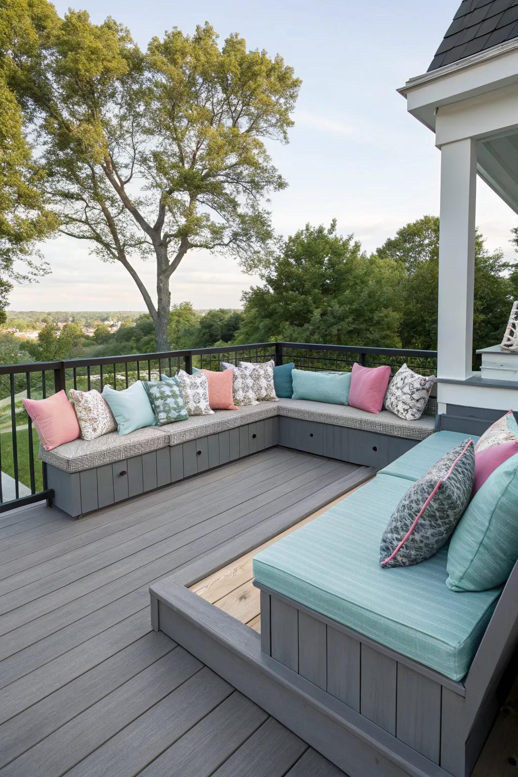Built-in seating offers stylish functionality on your deck.