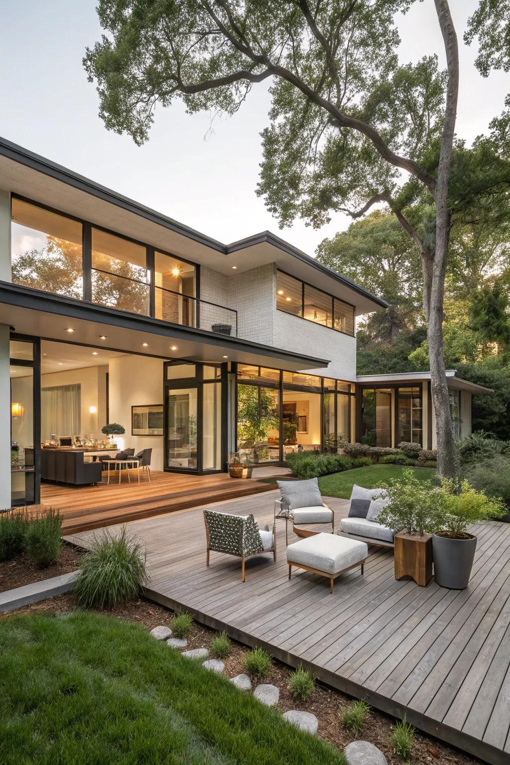 A perfect integration of architecture and natural landscape in mid-century modern style.