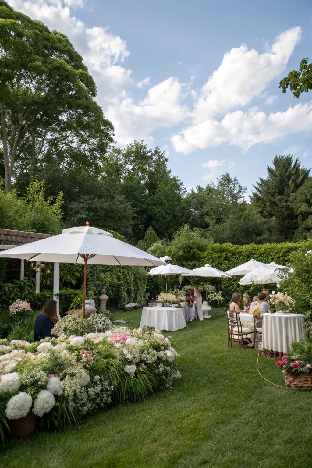 A bridal shower set amidst lush greenery and natural beauty.