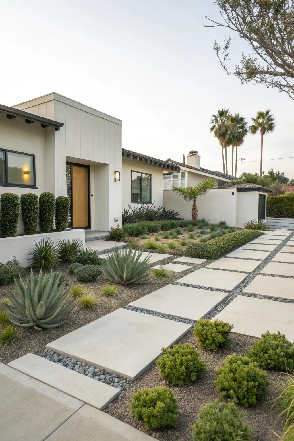 Achieve a sleek, contemporary look with modern design elements in your landscape.