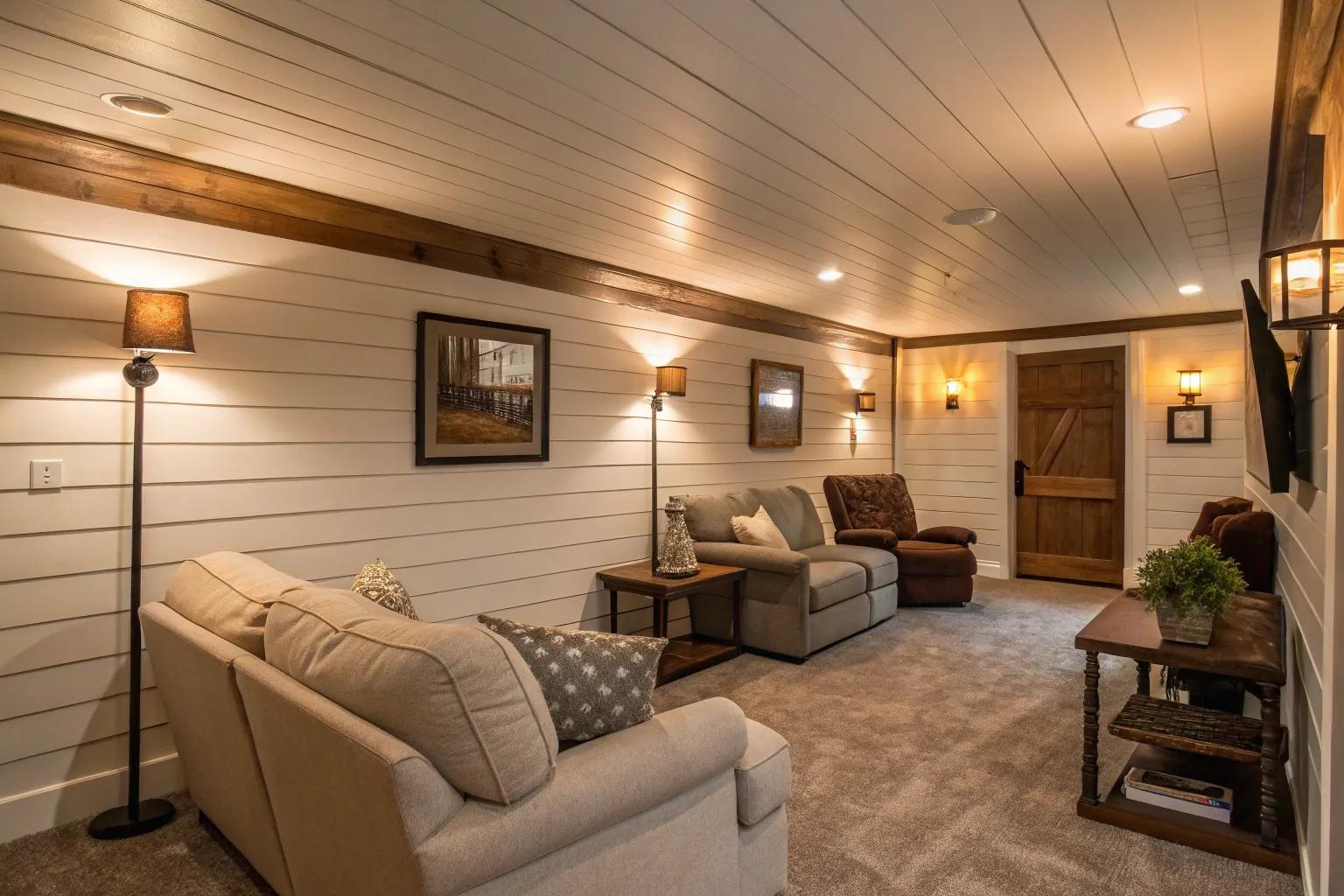 17+ Unique Shiplap Basement Designs