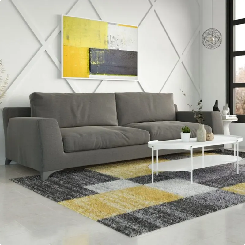 Living Room with Charcoal Couch