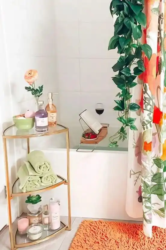 Elegant Gold-Framed Bath Shelves