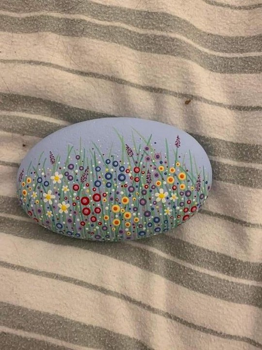 Floral painted stones