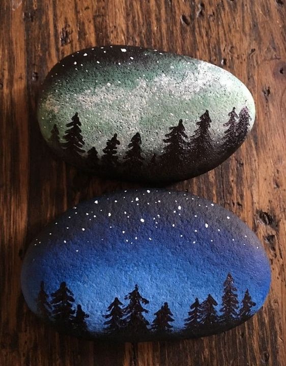 Galaxy painted stone