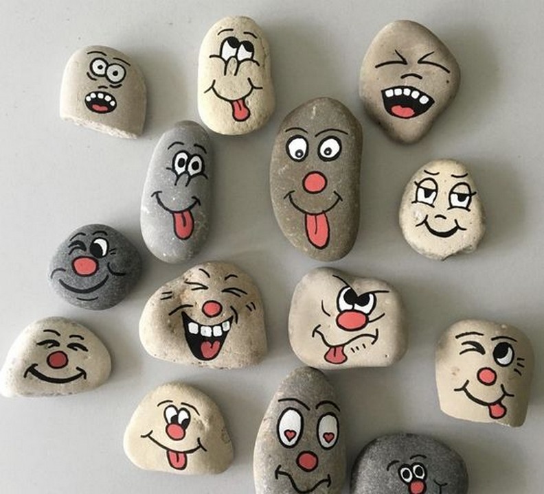 Whimsical characters on stones