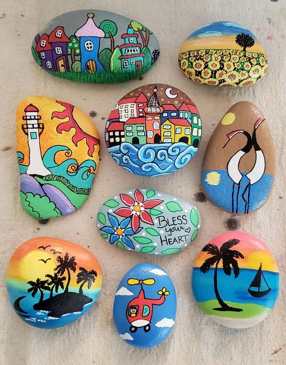 Beach scenes on stones