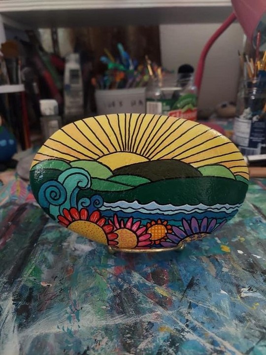 Abstract geode stone art