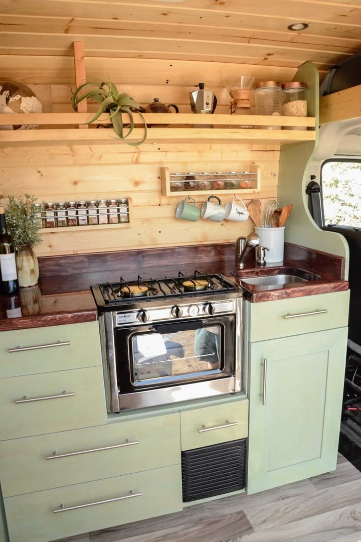 Rustic Wood Van Kitchen