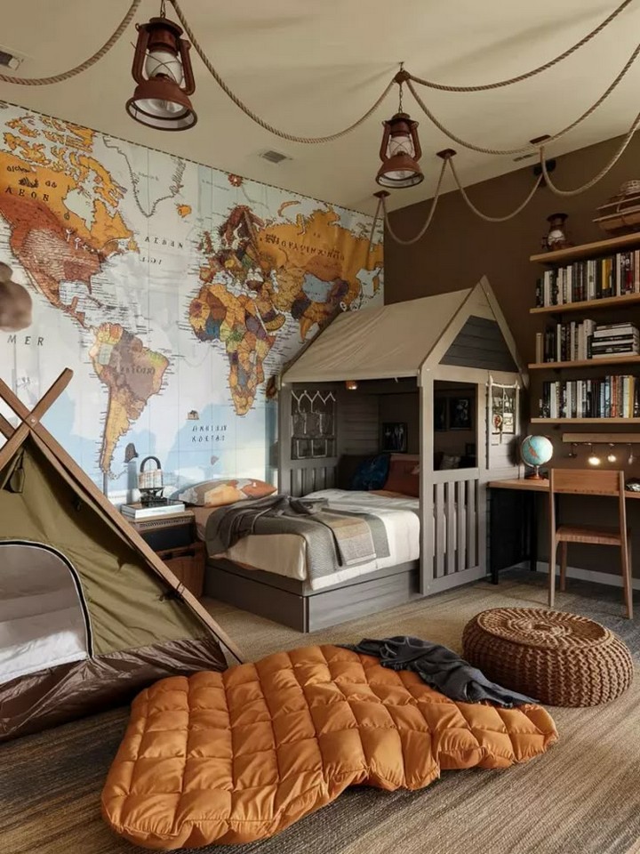 Camping themed kids room