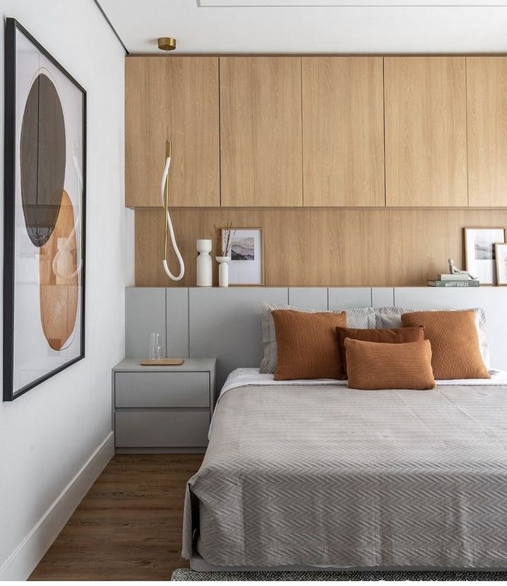 Contemporary Bedroom with Wood and Cabinets