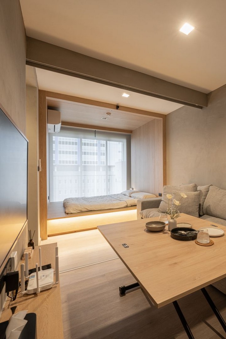 Japandi built-in window seating