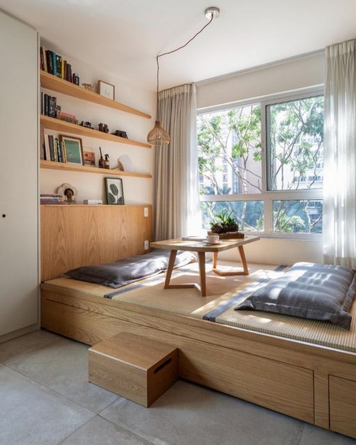 Japandi vertical wall storage