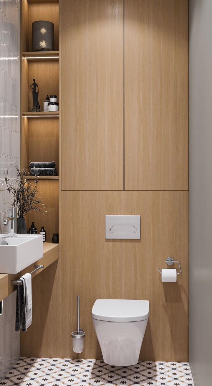 Tall storage cabinets in powder room