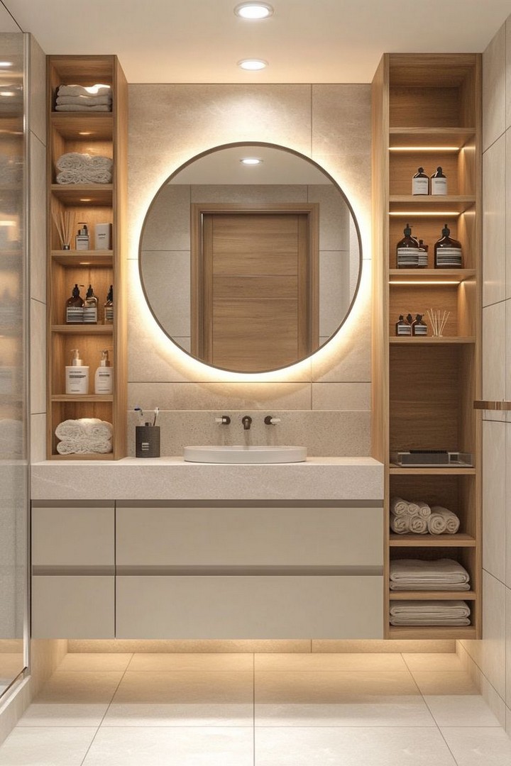 Oversized mirror in powder room