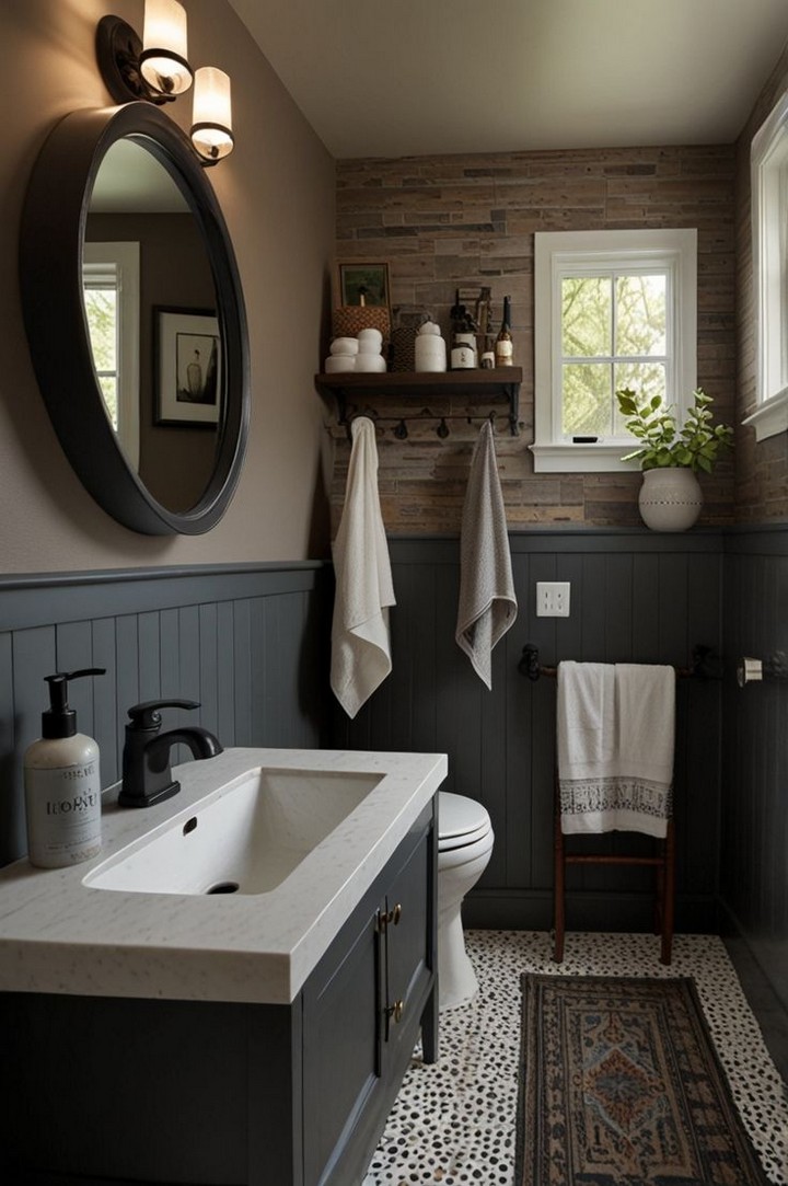 Monochromatic powder room