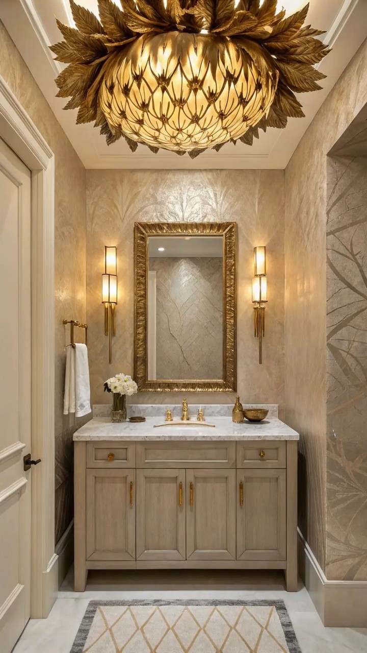 Layered lighting in powder room
