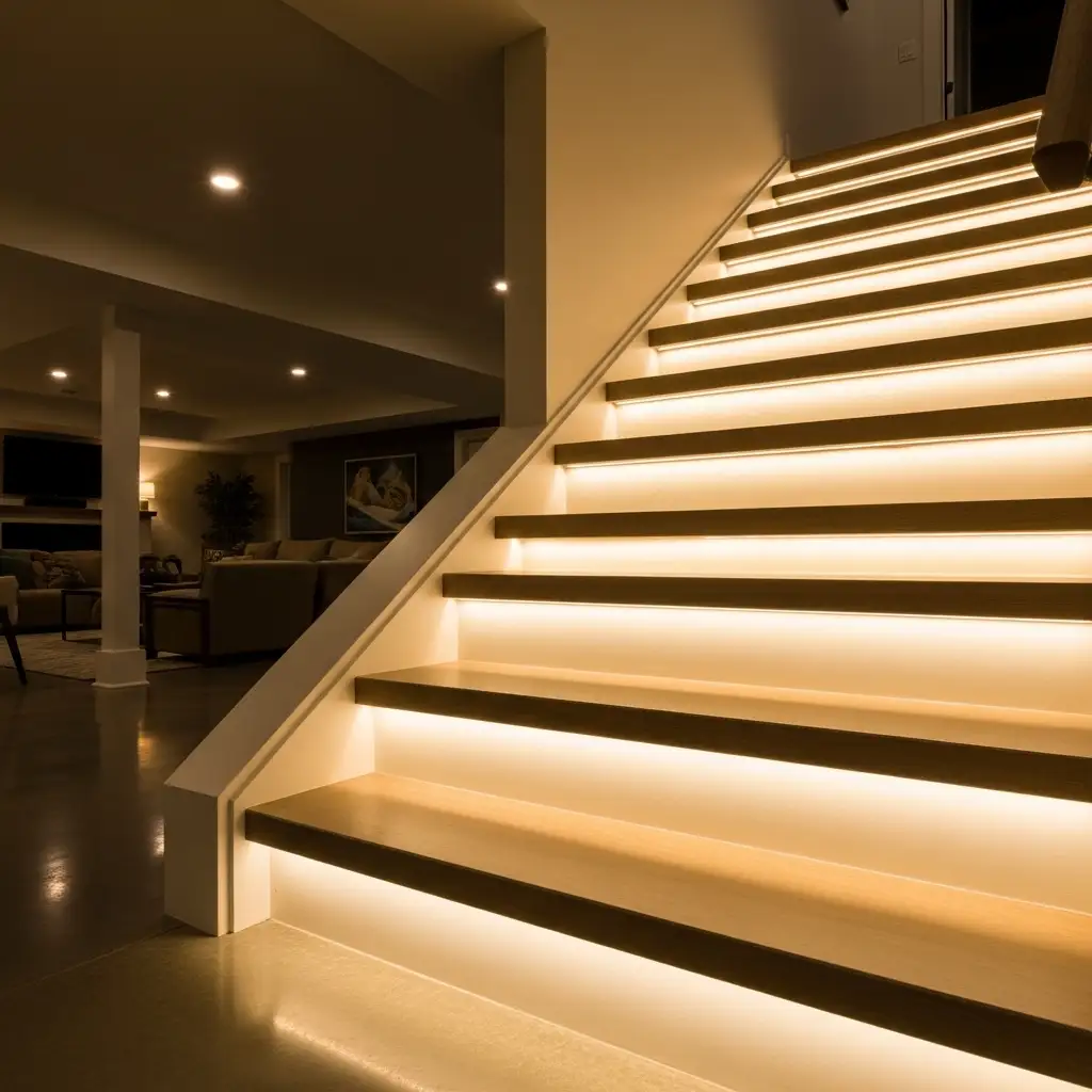 basement stair LED Under-Tread Lighting
