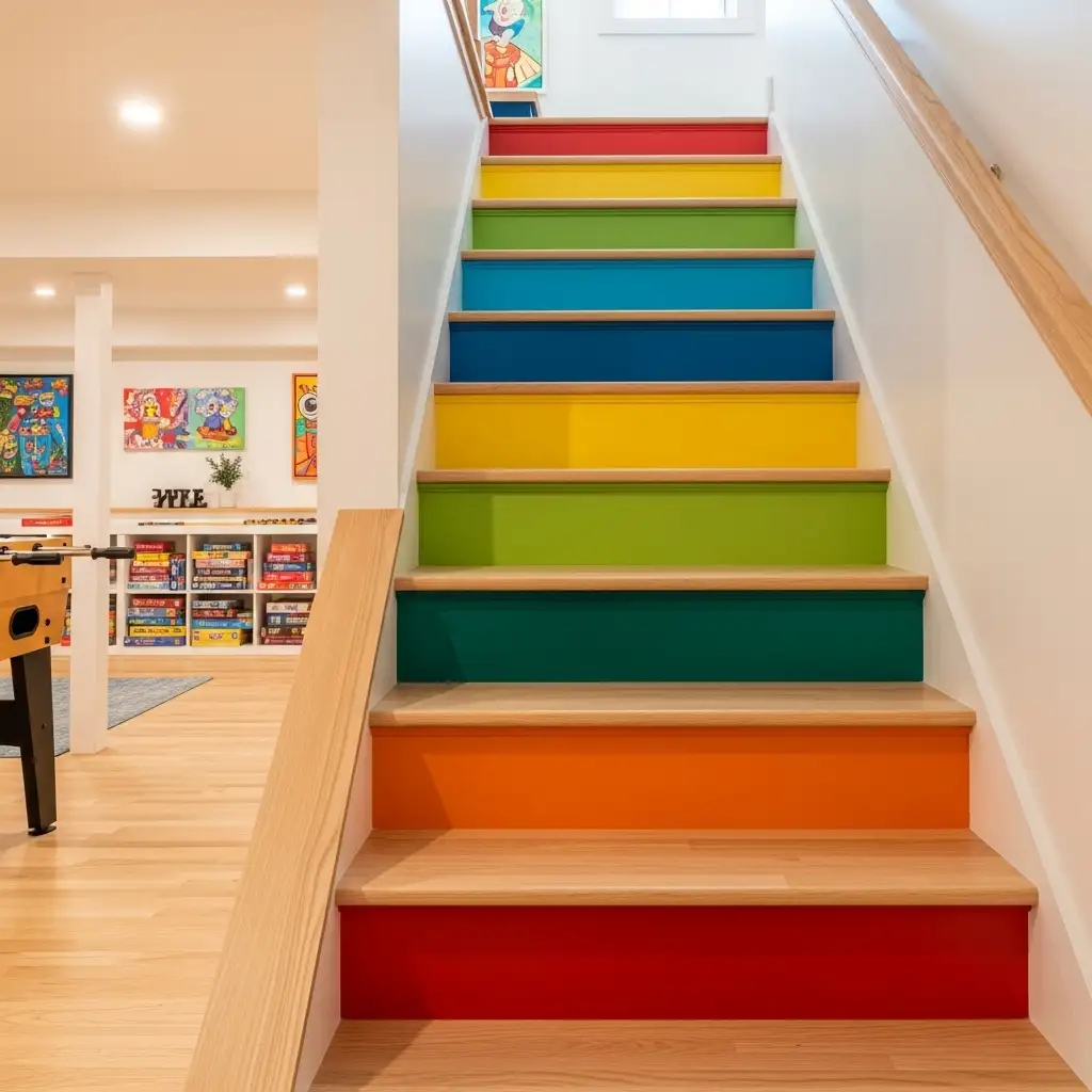 basement stair Contrasting Risers