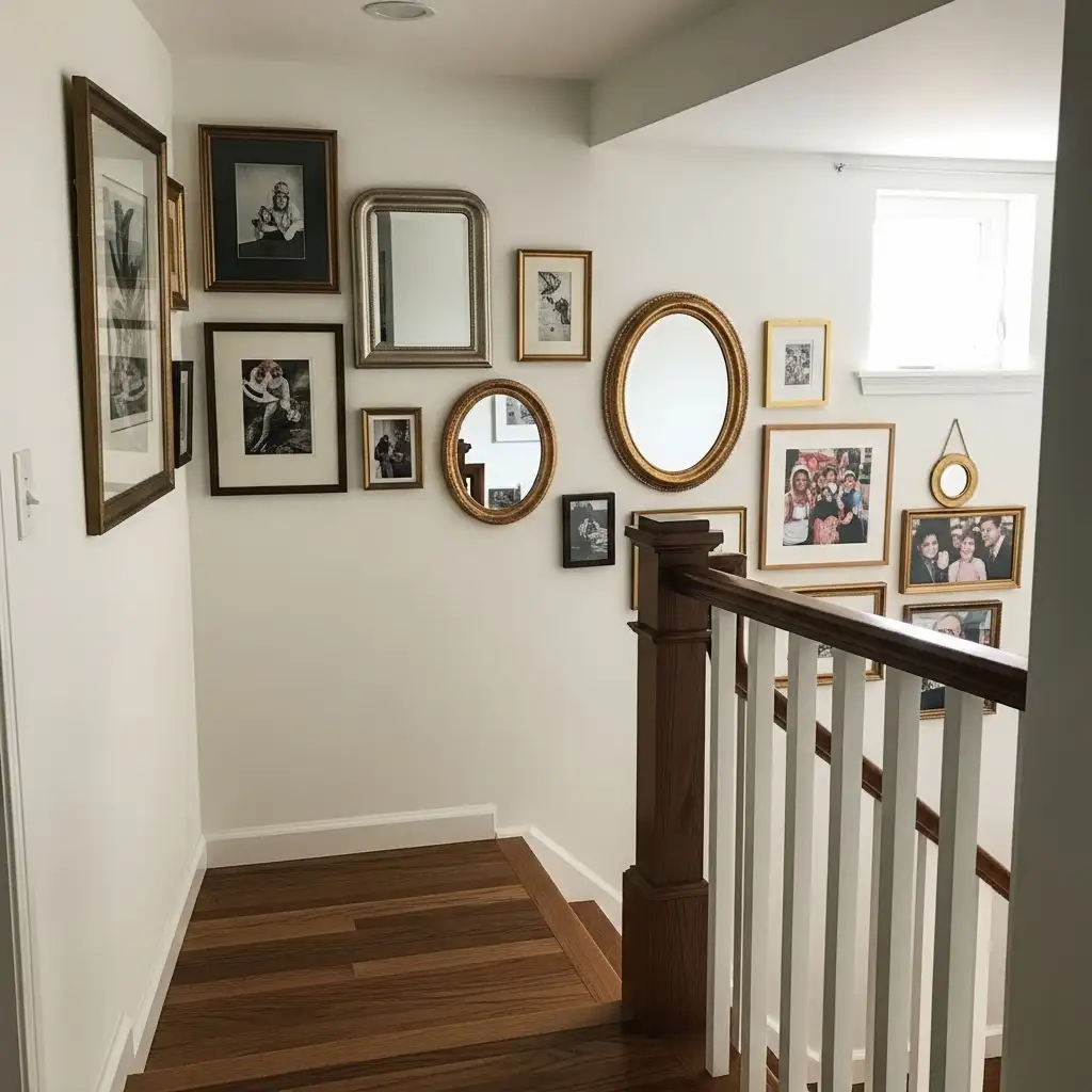 basement stair Stairway Gallery Wall