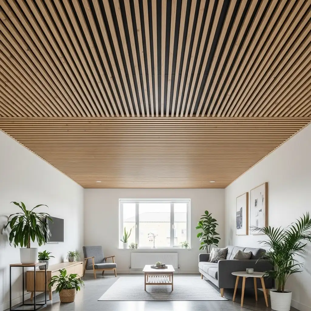 Plywood Strips Ceiling