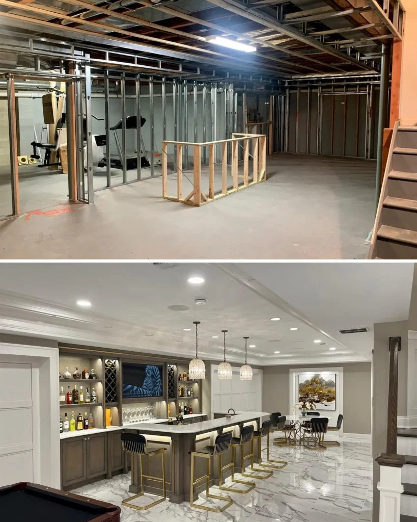 basement remodel finished
