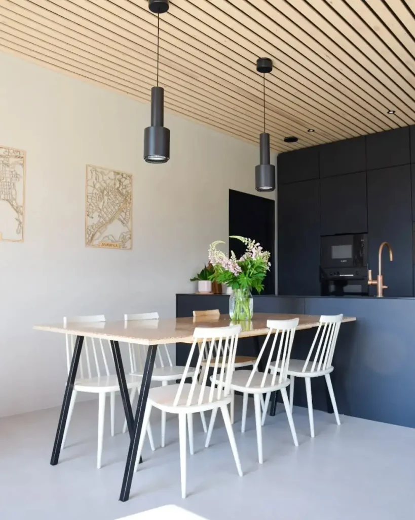 Floating Slat Cloud Over a Bed or Dining Table
