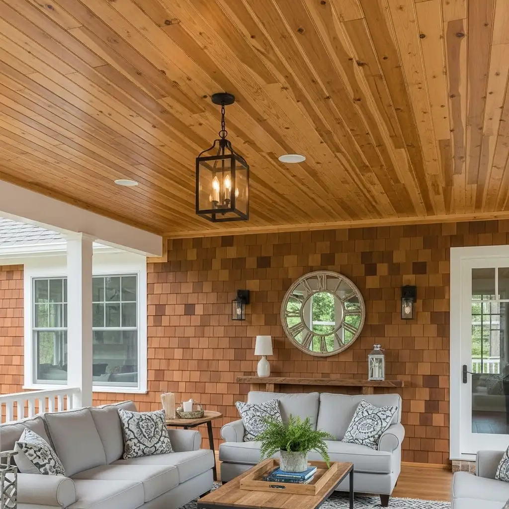 Front Porch Ceiling tongue and Groove Wood Planks