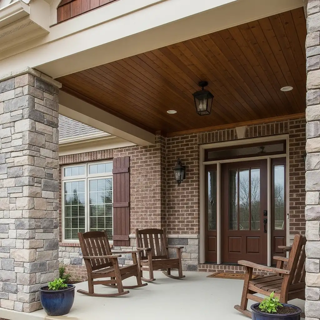 Front Porch Ceiling Natural Wood Stain Finishes