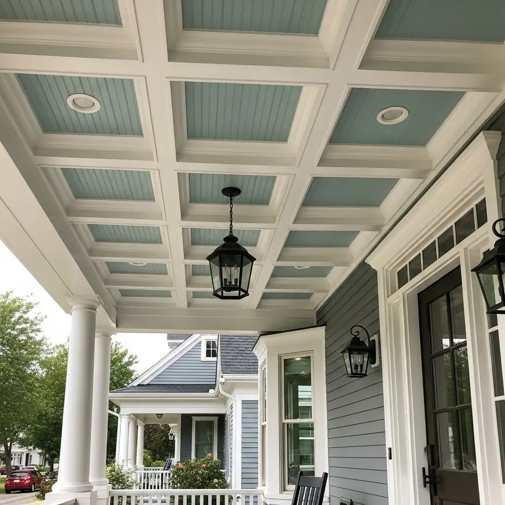 front porch ceiling Coffered