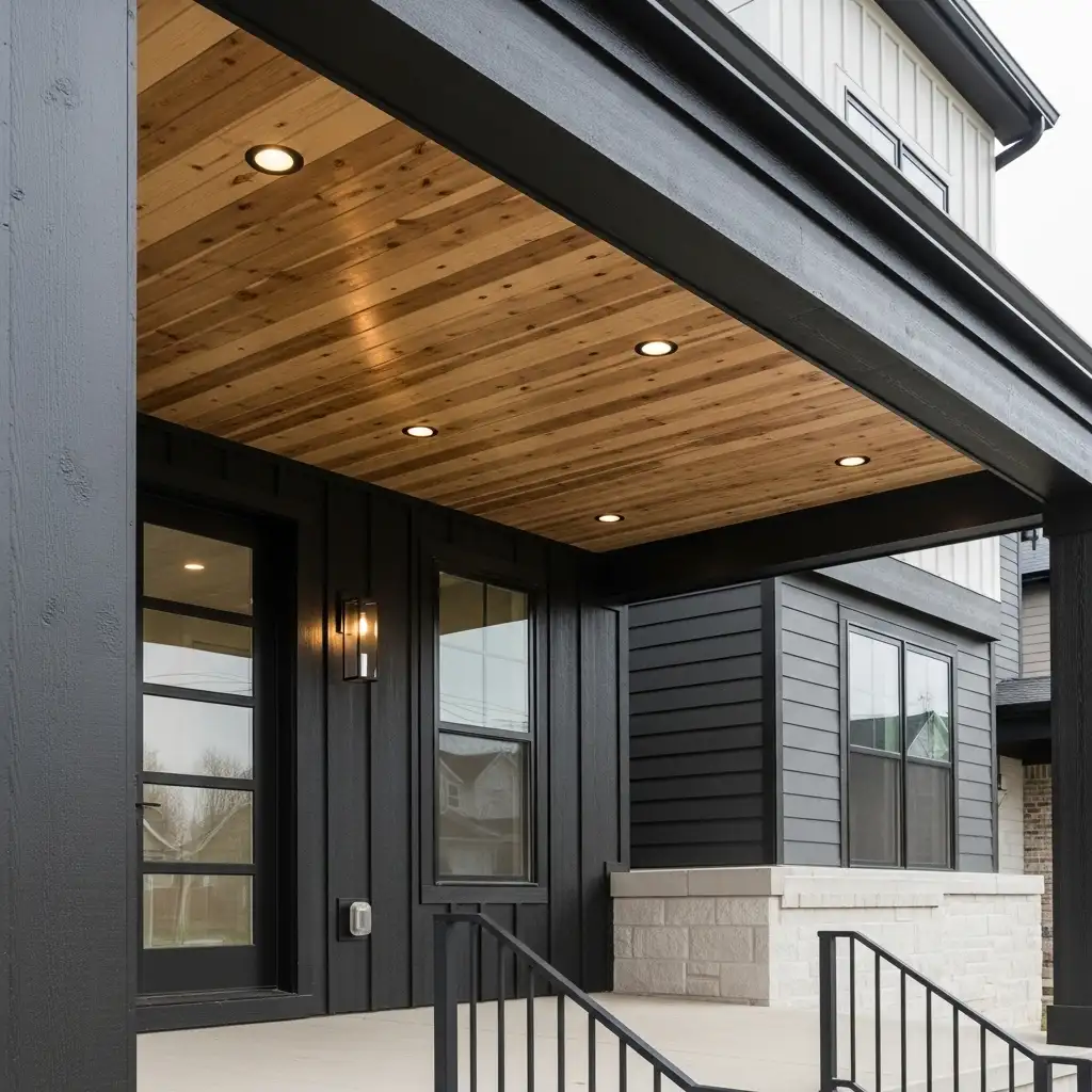 front porch ceiling Modern and Contemporary Homes
