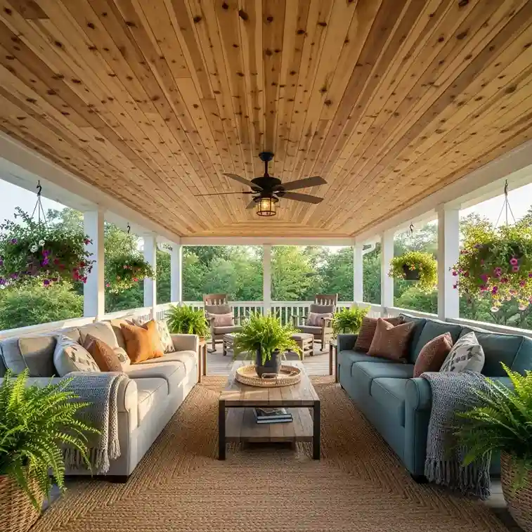 Porch Ceiling Ideas Tongue and Groove Wood Planks