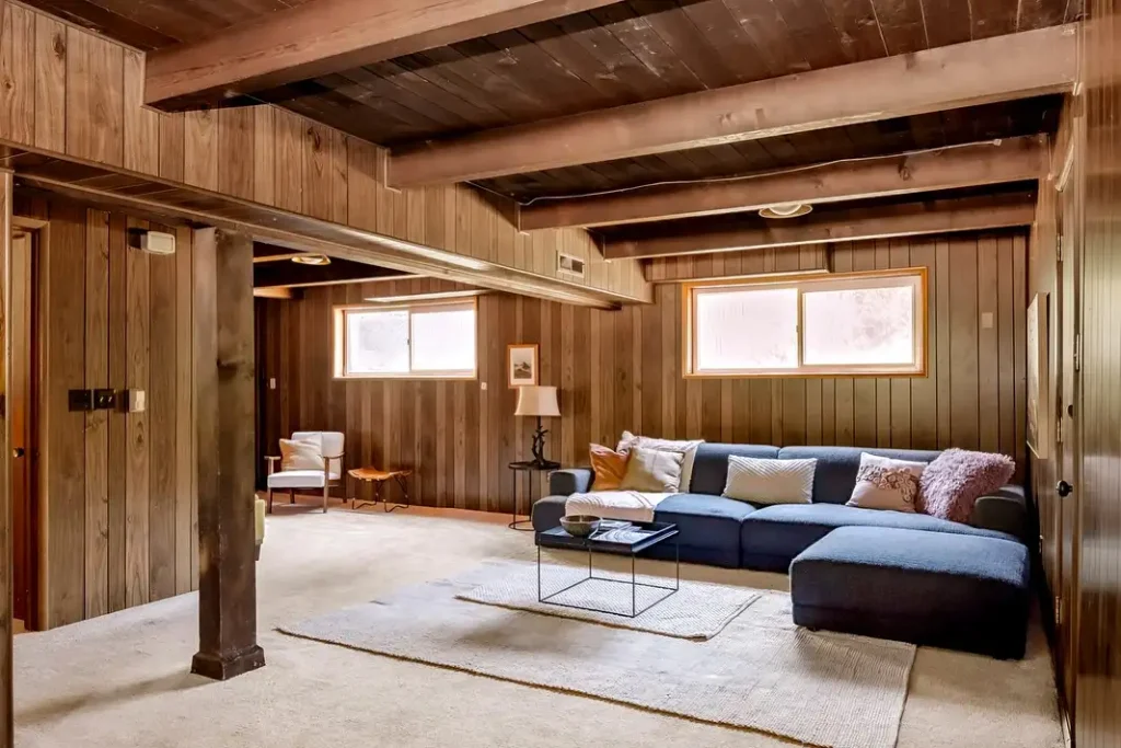 basement painted ceiling Deep Brown